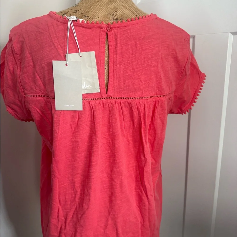 Boden Pink Puff Sleeve Pleated Blouse